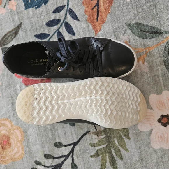 Cole Haan Grand OS Black, Scalloped Leather, sneakers - Picture 8 of 10